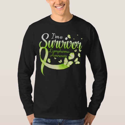 I'm A Survivor Lymphoma Awareness Butterfly Ribbon T-shirt (Voorkant)