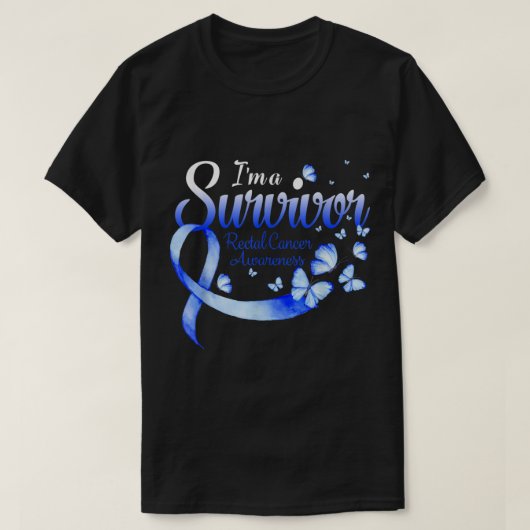 Im a Survivor Rectal Cancer Awareness Butterfly T-shirt (Design voorkant)