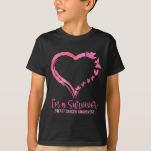 IM A Survivor Shirt Pink Butterfly Heart Breast CA