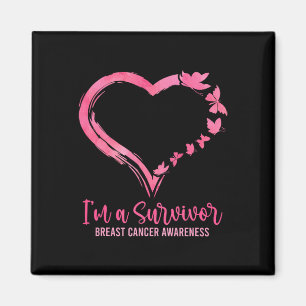 IM A Survivor Shirt Pink Butterfly Heart Breast CA Magneet