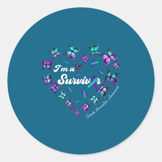 I'm A Survivor Suicide Prevention Awareness Butter Ronde Sticker (Voorkant)