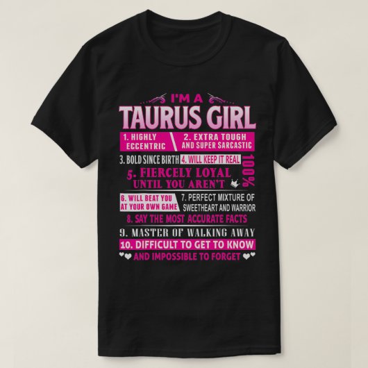 I'm A Taurus Girl  Taurus Birthday  T-shirt (Design voorkant)