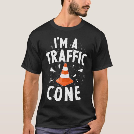 I'm A Traffic Cone Lazy Easy Simple Halloween Cost T-shirt (Voorkant)
