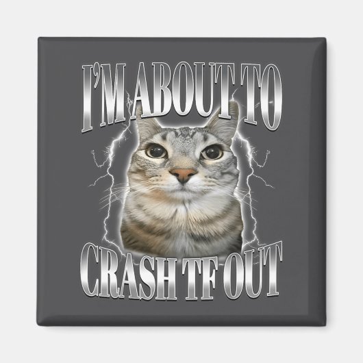 I'm About To Crash Out Funny Staring Cat Brainrot  Magneet (Voorkant)