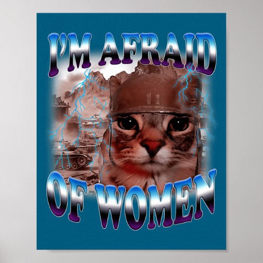 I'm Afraid Of Women Funny Saying Humor Cat Meme  Poster (Voorkant)