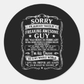 I'm Already Taken By Freaking Awesome Guy Born In Ronde Sticker (Voorkant)