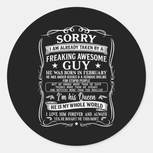 I'm Already Taken By Freaking Awesome Guy Born In Ronde Sticker (Voorkant)