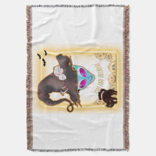 "I'M AN ALIEN" Halloween Throw Blanket Deken (Voorkant Verticaal)