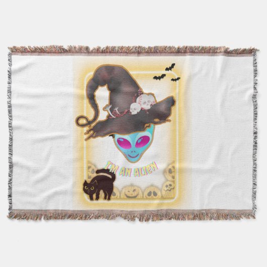 "I'M AN ALIEN" Halloween Throw Blanket Deken (Voorkant)