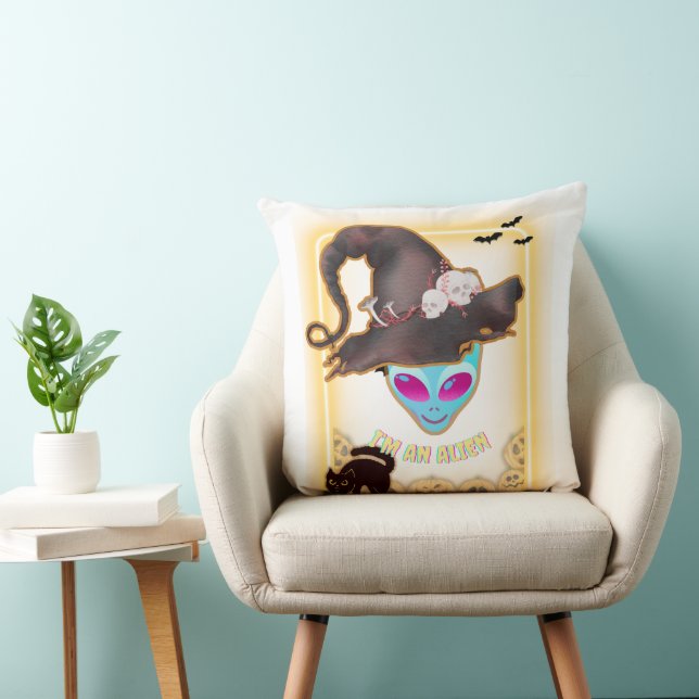 : "I'M AN ALIEN" Halloween Throw Pillow Kussen (Stoel)