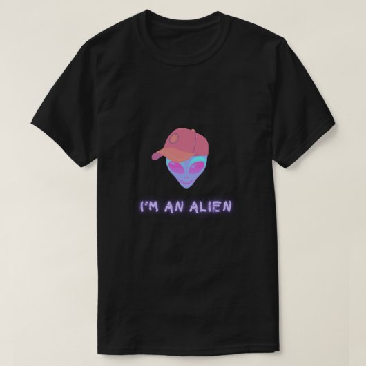"I'M AN ALIEN" Tshirt - Hat (Design voorkant)