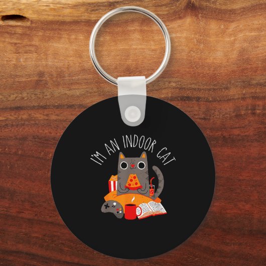 I'm An Indoor Cat Funny Reading Coffee Gaming Cat  Sleutelhanger (Voorkant)