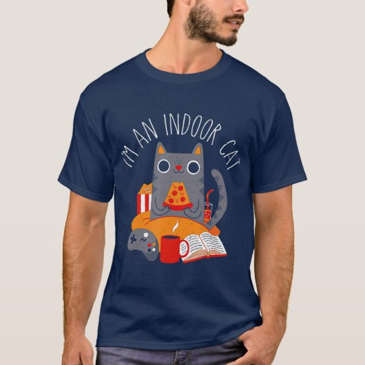 Im An Indoor Cat Funny Reading Coffee Gaming Cat T-shirt (Voorkant)