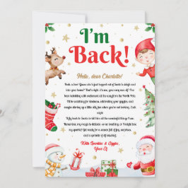 I'm Back Elf Arrival Elf Return Christmas Letter Kaart
