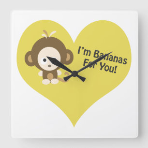 Im Bananas for You Monkey Vierkante Klok