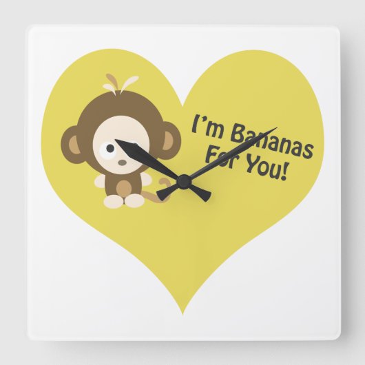 Im Bananas for You Monkey Vierkante Klok (Voorkant)
