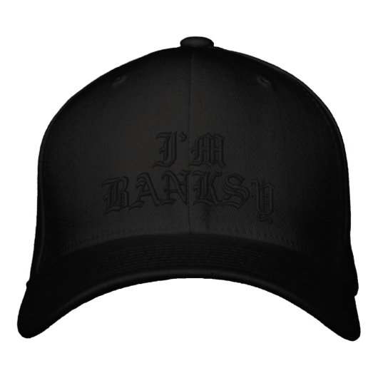 Im Banksy Olde English Black Flexfit Wol Cap Pet (Voorkant)