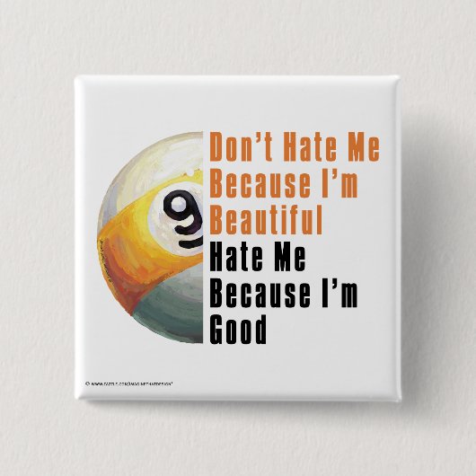 Im Beauful Im Good 9 Ball Vierkante Button 5,1 Cm (Voorkant)