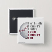 Im Beauful Im Good Baseball Vierkante Button 5,1 Cm (Voorkant /achterkant)