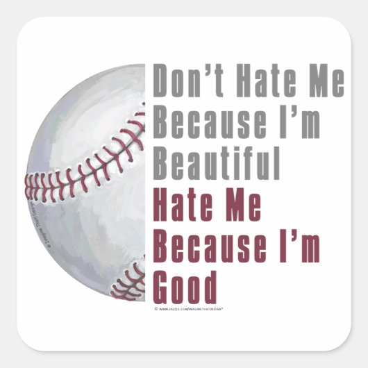 Im Beauful Im Good Baseball Vierkante Sticker (Voorkant)