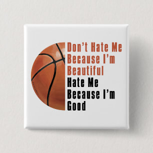 Im Beauful Im Good Basketball Vierkante Button 5,1 Cm