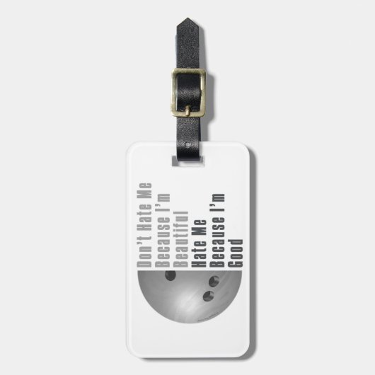 Im Beauful Im Good Bowling Grey Bagagelabel (Voorkant verticaal)