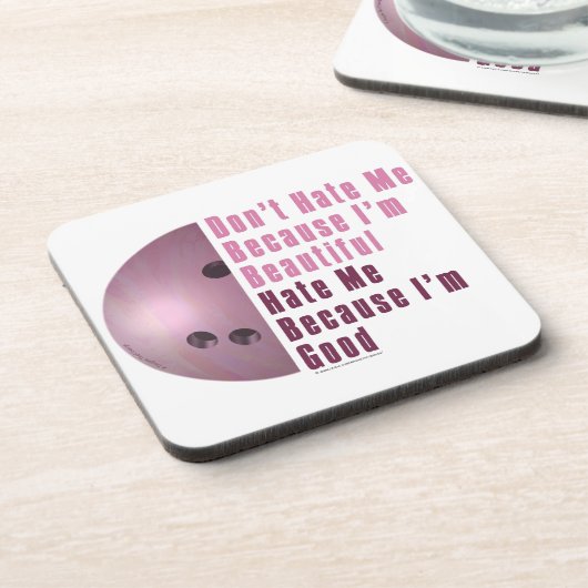 Im Beauful Im Good Bowling roze Onderzetter (Linkerzijde)