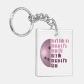 Im Beauful Im Good Bowling roze Sleutelhanger (Voorkant Links)