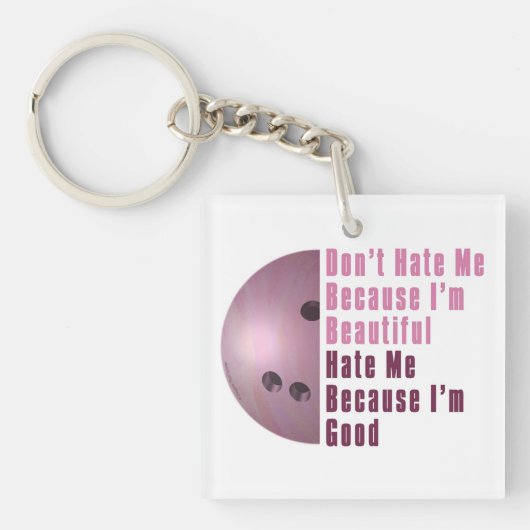 Im Beauful Im Good Bowling roze Sleutelhanger (Voorkant)
