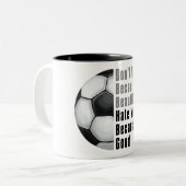 Im Beauful Im Good Voetbal Tweekleurige Koffiemok (Voorkant links)