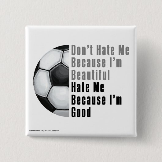 Im Beauful Im Good Voetbal Vierkante Button 5,1 Cm (Voorkant)