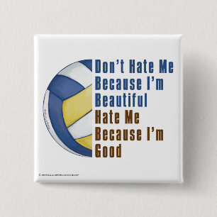 Im Beauful Im Good Volleyball Vierkante Button 5,1 Cm