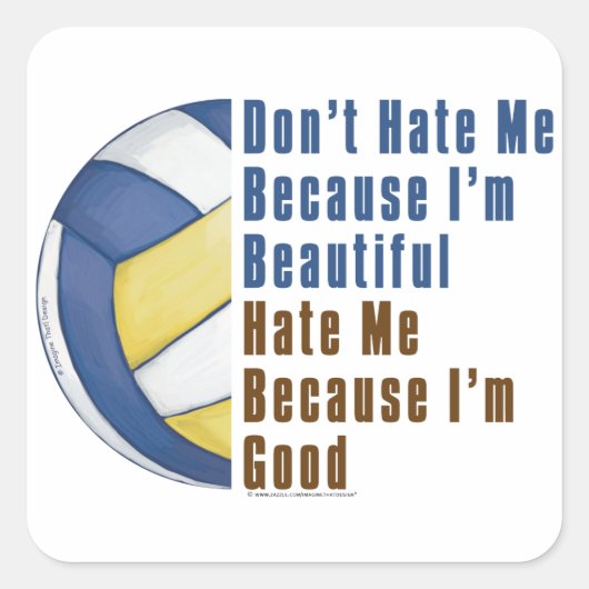 Im Beauful Im Good Volleyball Vierkante Sticker (Voorkant)