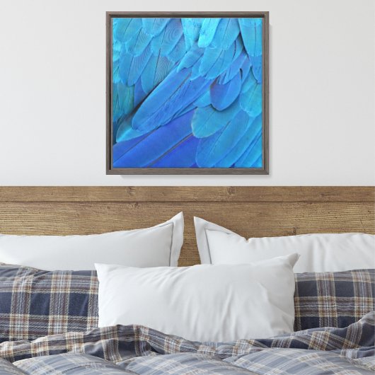 I'm blue - Macaw feathers Canvas Afdruk (Insitu (Slaapkamer))