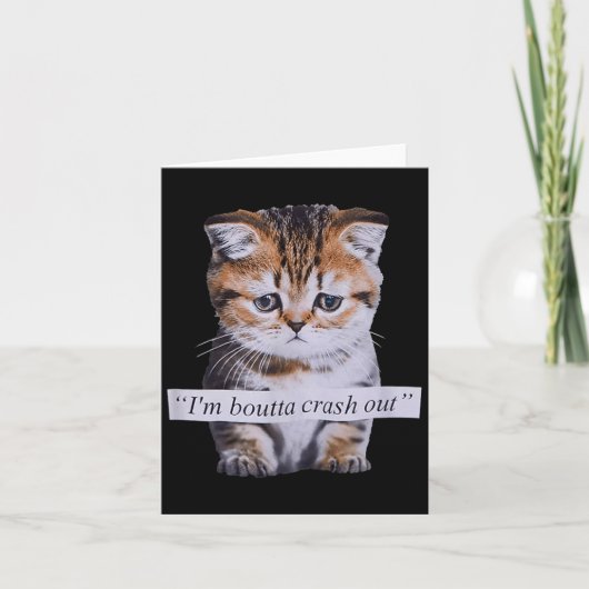 I'm Boutta Crash Out Funny Sarcasm Quotes Meme Cat Kaart (Voorkant)