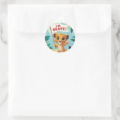 "I'm Brave!" with a Cute Puppy Ronde Sticker (Tas)