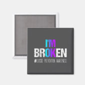 I'm Broken Teal & Purple Ribbon Suicide Preven Magneet (Voorkant / Achterkant)