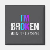 I'm Broken Teal &amp; Purple Ribbon Suicide Preven Magneet (Voorkant)