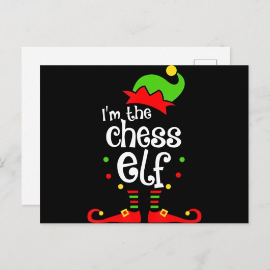 im chess elf xmas familie vriend kerstcadeau aankondigingskaart (Voorkant / Achterkant)