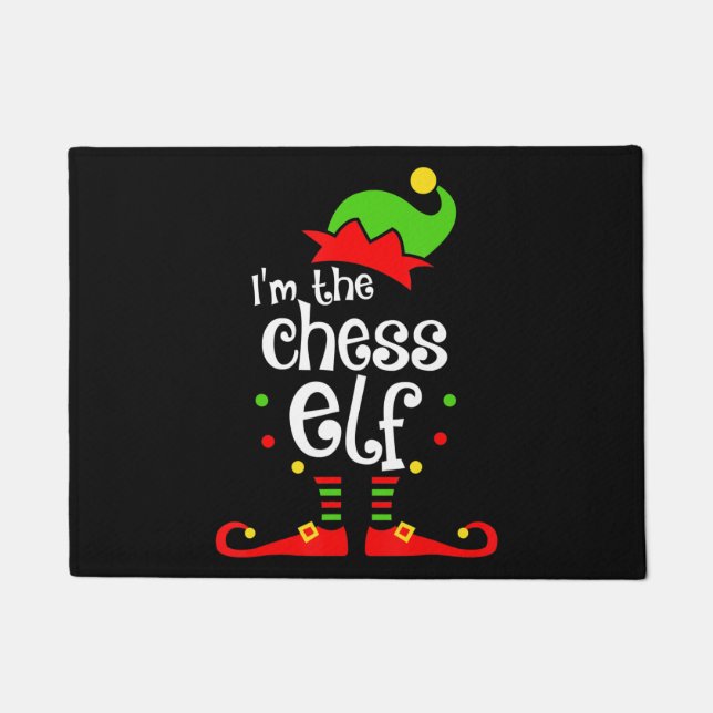im chess elf xmas familie vriend kerstcadeau deurmat (Voorkant)
