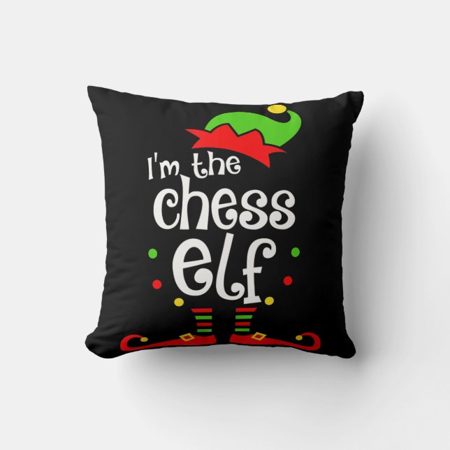 im chess elf xmas familie vriend kerstcadeau kussen (Voorkant)
