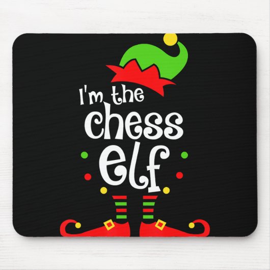 im chess elf xmas familie vriend kerstcadeau muismat (Voorkant)