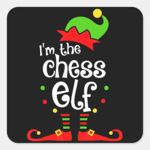 im chess elf xmas familie vriend kerstcadeau vierkante sticker