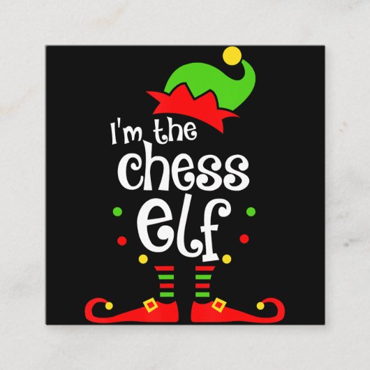 im chess elf xmas familie vriend kerstcadeau vierkante visitekaartje (Voorkant)