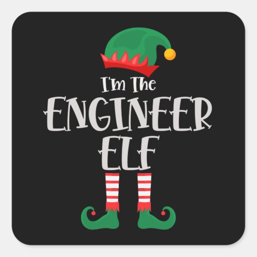 Im de Engineer Elf die Kerstmis aanpast Vierkante Sticker (Voorkant)