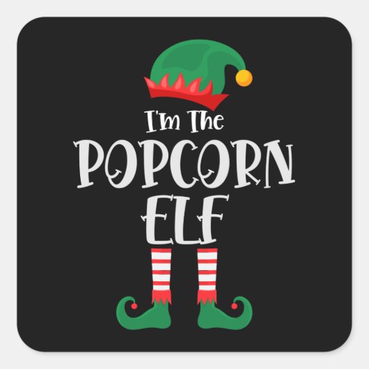 Im de Popcorn Elf die Kerstmis aanpast Vierkante Sticker (Voorkant)