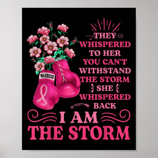 Im de Storm Boxing Warrior Pink Ribbon Women Brea Poster (Voorkant)