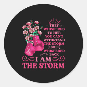 Im de Storm Boxing Warrior Pink Ribbon Women Brea Ronde Sticker