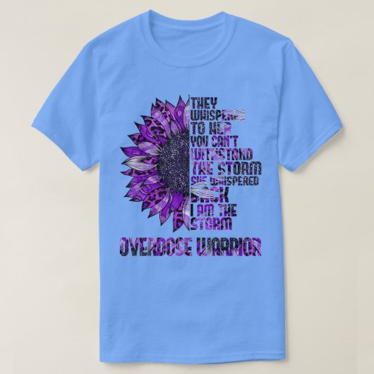 Im de Storm zonnebloem Paarse lintoverdosis Warme T-shirt (Design voorkant)