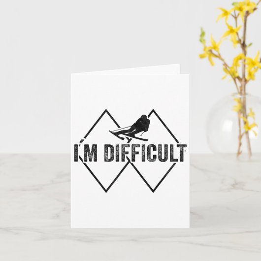 I'm Difficult Funny Ski Snow Skier Skiing Downhill Kaart (Gele Bloem)